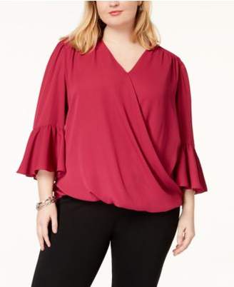 INC International Concepts Plus Size Bell-Sleeve High-Low Blouse, Created for Macy's