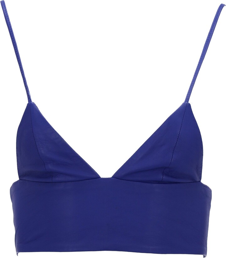 Alexander Wang T by Bustier Top in Blue Leather