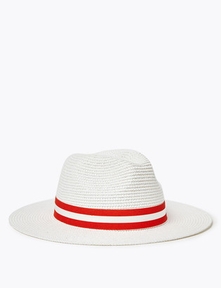 Marks and Spencer Striped Ribbon Detail Fedora Hat