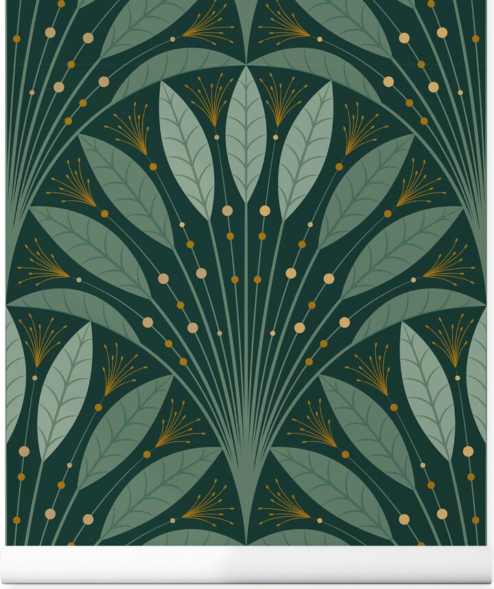 Art Deco Leaf Fan Wallpaper, Bobbi Beck, Bobbi Beck