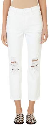 Alexander Wang Cult Destroyed White Cotton Ripped Cropped Jeans