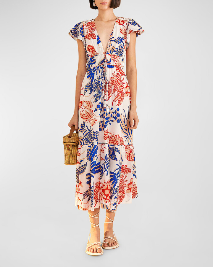 Farm Rio Mixed Lobsters Printed Cotton Midi Dress ShopStyle