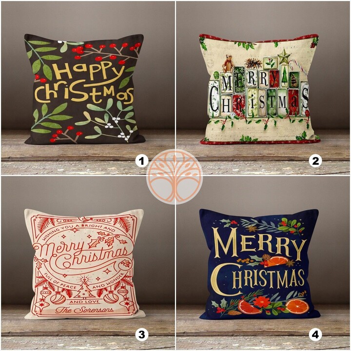 Etsy Christmas Pillow Cover|Merry Decor|Decorative Winter Case|Happy Xmas Throw Case|Xmas Gift Ideas|Red Berries