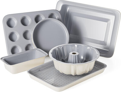 shuoli Ceramic Baking Pans Set - 7 PCS Nonstick Bakeware Sets Baking Sheets For Oven Baking Set With Cookie Sheet, Cake Pan, Loaf Pan, Muffin Pan, Roaster Pa