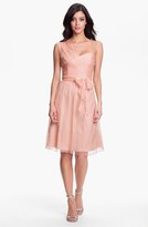 Thumbnail for your product : Amsale One-Shoulder Crinkle Silk Chiffon Dress