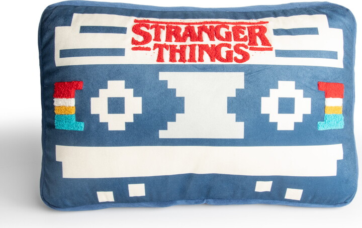 Stranger Things Retro Cassette Tape Decorative Pillow, Polyester Velboa, Navy, Netflix