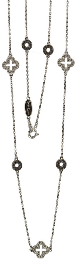 Jane Basch Sterling Silver Monogram Necklace on CZ Station Chain