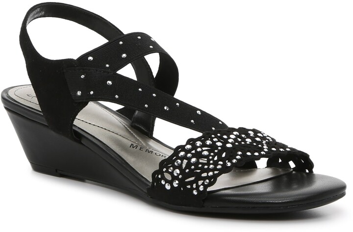 black rhinestone wedges