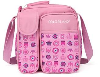 COLORLAND Annabel Petite Baby Changing Bag with Insulated Bottle Pocket, Pink Crown