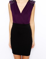 Thumbnail for your product : AX Paris Wrap Dress with Sequin Shoulder