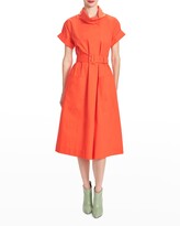 Thumbnail for your product : Corey Lynn Calter Milly Cowl-Neck Midi Poplin Dress