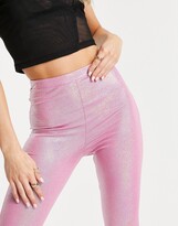 Thumbnail for your product : ASOS Petite ASOS DESIGN Petite holographic legging in pink