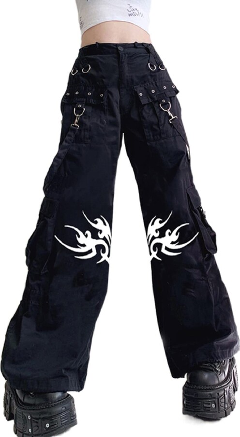 Madger Women Y2k Wide Leg Jeans Gothic Baggy Denim Pants