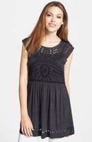Thumbnail for your product : Max & Mia Eyelet & Jersey Tunic Top