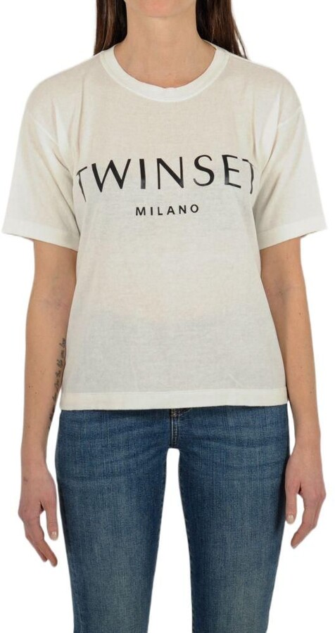 Twin-Set Women's White Other Materials T-Shirt - ShopStyle