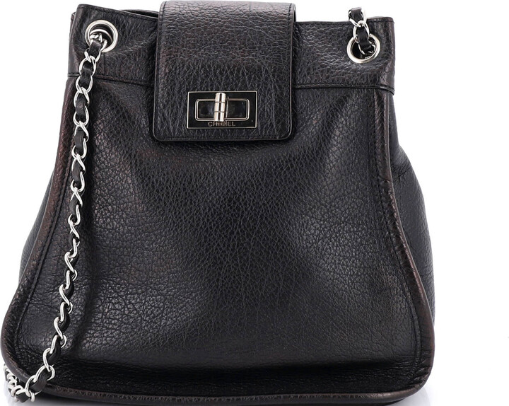 Chanel Mademoiselle Lock Accordion Shoulder Bag Leather Small