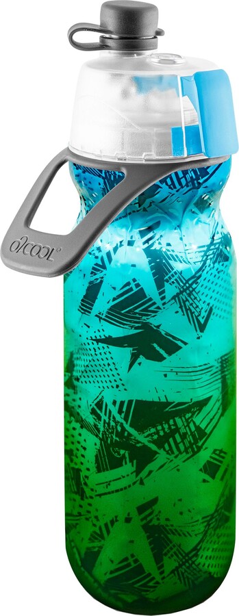 O2Cool Mist N' Sip® Water Bottle for Drinking and Misting, Blue/Green