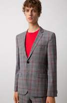 Thumbnail for your product : HUGO Extra-slim-fit virgin-wool blazer with check pattern
