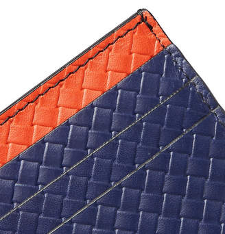 Bottega Veneta Micro Embossed Leather Cardholder - Men - Navy