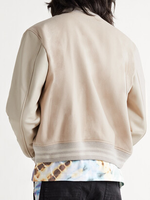 Amiri Appliqued Wool-Blend And Leather Bomber Jacket