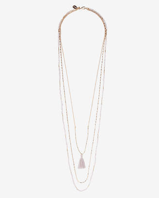 Express Layered Beaded Tassel Necklace