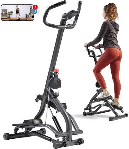 WOOJONG Sunny Health & Fitness Stair Stepper w/Handlebar, Extended Step Range Climber Machine for Legs, Core and Glute Workouts, Connection with Free...
