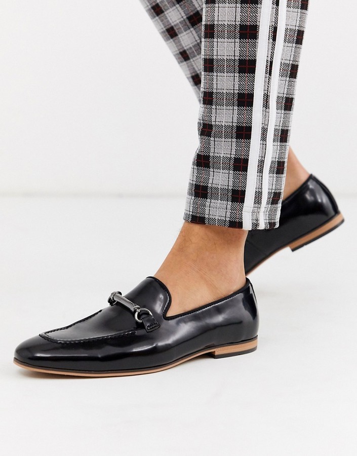 ASOS DESIGN loafers in black faux leather with snaffle - ShopStyle