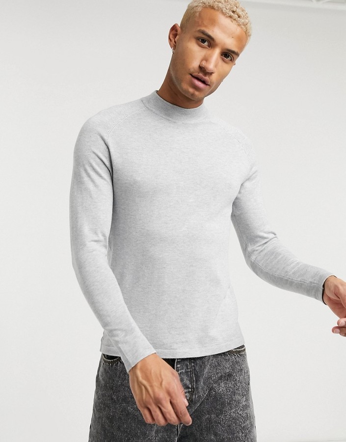 Bershka turtleneck sweater in gray - ShopStyle