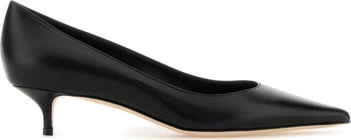 Black Leather Amelia Pumps