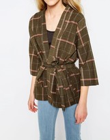 Thumbnail for your product : Vila Winter Check Belted Short Kimono