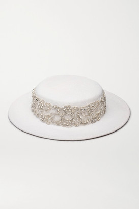 Eugenia Kim + Hayley Paige Marni Crystal-embellished Wool-felt Hat - White