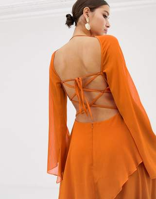 ASOS Design DESIGN maxi dress with long sleeve and circle trim detail