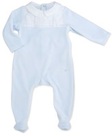 Thumbnail for your product : Patachou Collared Pique-Trim Velour Footie Pajamas, Blue, Size 1-9 Months