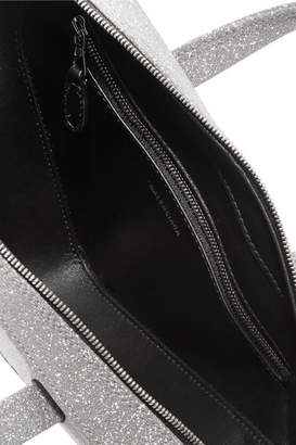 Balenciaga Triangle Duffle Xs Glittered Leather Tote - Silver