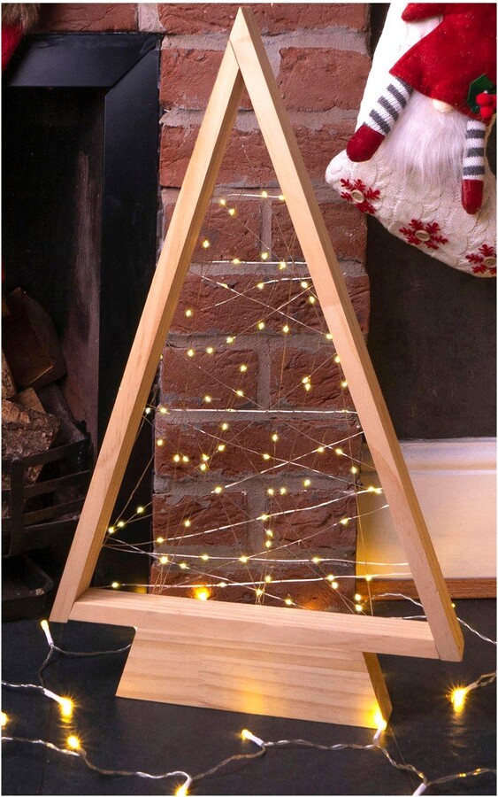 Netagon Wooden Self Assembly Battery Powered Christmas Tree with 60 LED