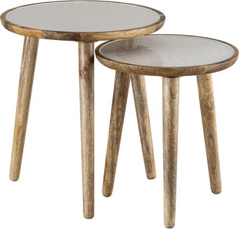 AllModern Mango Wood Side Table Set Of 2