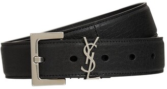 Saint Laurent 3cm Monogram Smooth Leather Belt