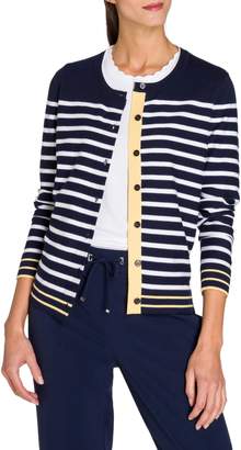 Olsen Long-Sleeve Button-Down Stripe Cardigan