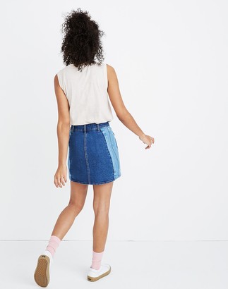 Madewell Stretch Denim Straight Mini Skirt: Pieced Edition
