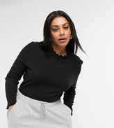 Thumbnail for your product : Noisy May Curve lettuce hem top in black