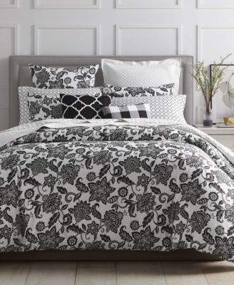 Charter Club LAST ACT! Damask Designs Black Floral 2-Pc. Twin Duvet Set, Created for Macy's