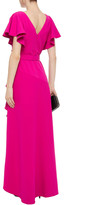 Thumbnail for your product : Badgley Mischka Wrap-effect Ruffled Crepe Gown