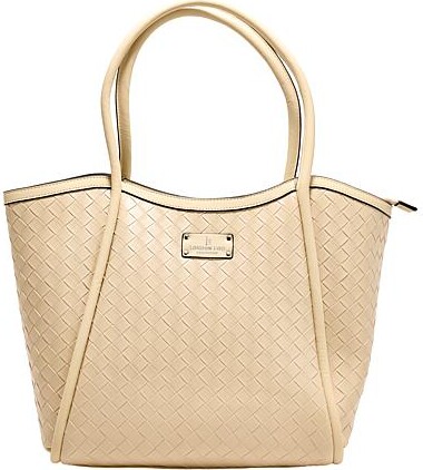 London Fog Hannah Woven Shopper Tote - Ivory/Off White