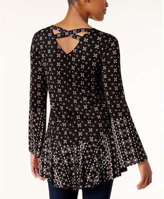 Style&Co. Style & Co Style & Co Petite Mixed-Print Ruffled Top, Created for Macy's