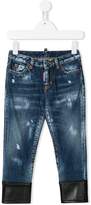 Thumbnail for your product : DSQUARED2 Kids faux leather trimmed jeans