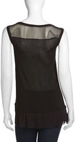 Thumbnail for your product : Neiman Marcus Mesh-Trim Woven Tank Top, Black