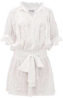 Juliet Dunn Sequin-embroidered Cotton Midi-dress - White