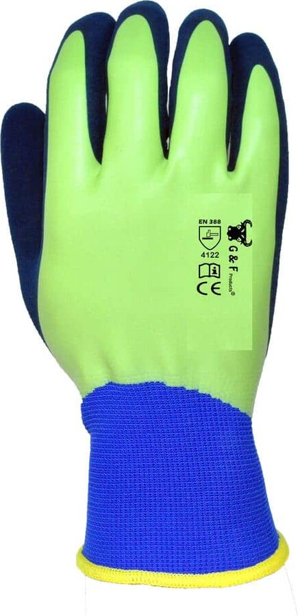G & F Products Medium Latex Aqua Gardening Men's Gloves with Double Microfoam Water Resistant Palm (6-Pack)