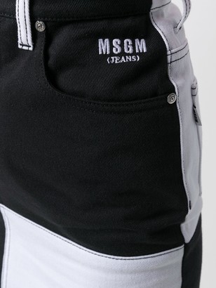 MSGM Checkered Print Denim Skirt