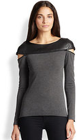Thumbnail for your product : Bailey 44 Zipped Faux Leather-Yoke Jersey Tee